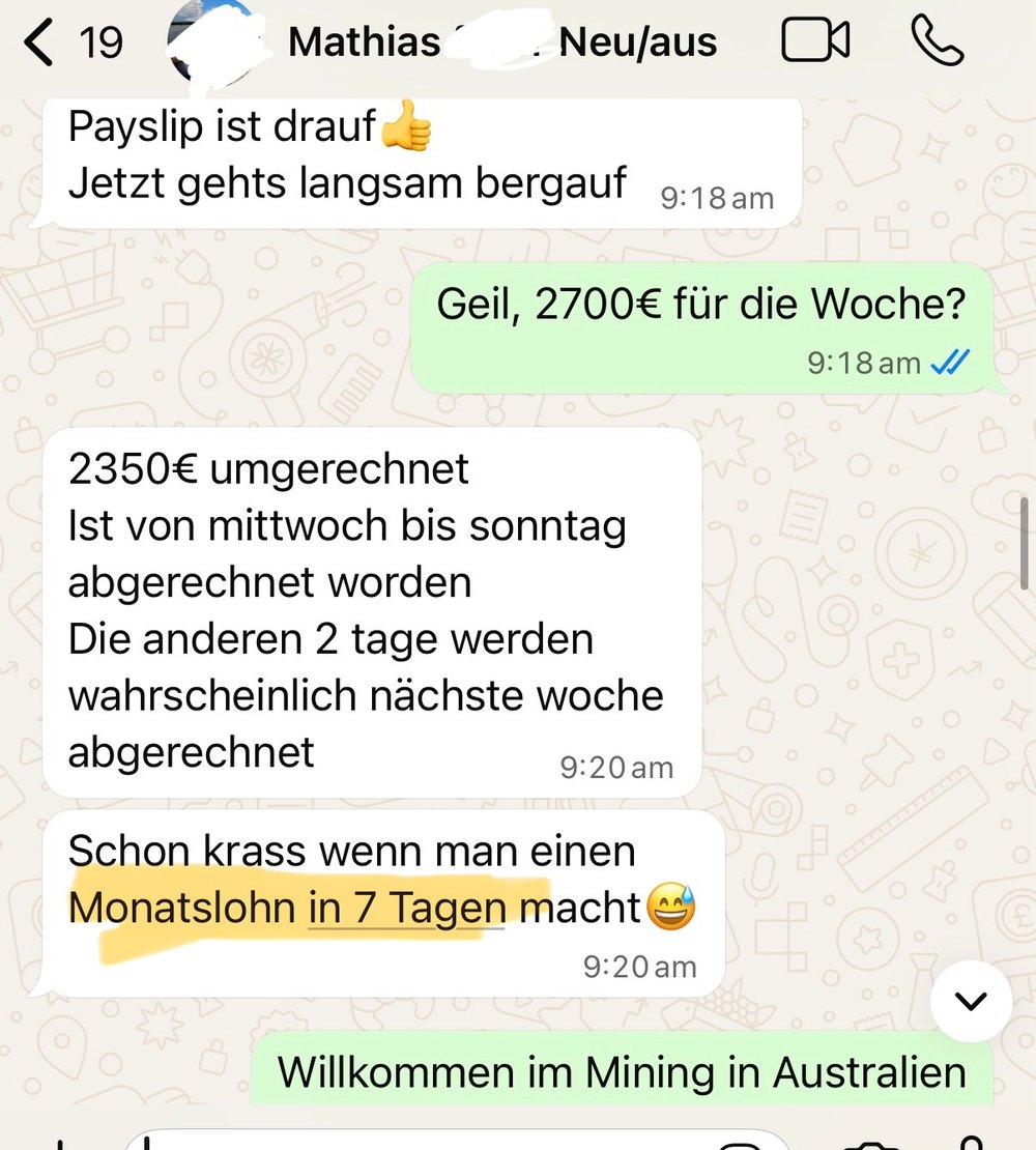Lohnzettel eines Teilnehmers